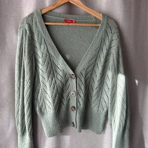 Maje Sage Green Knit Cardigan